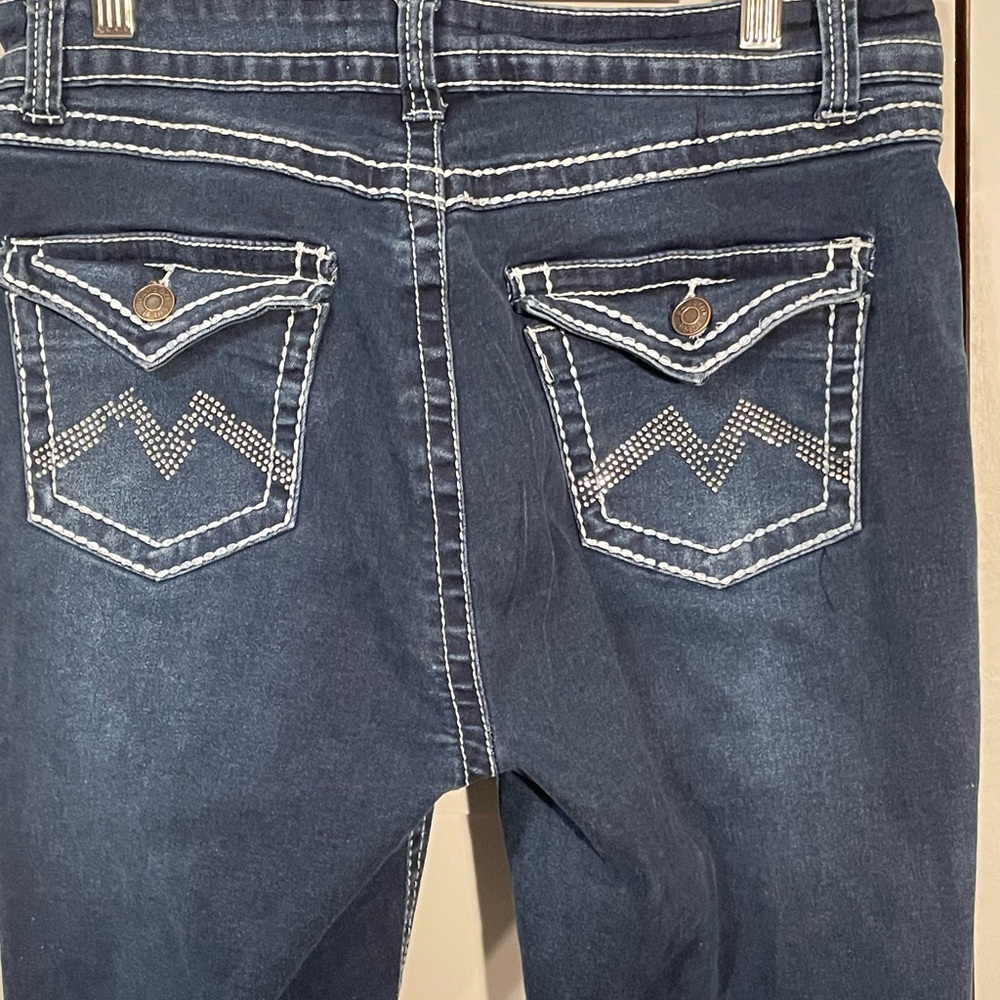 BAMBOO Dark Blue Flare Women's Jeans - Picture 6 of 13